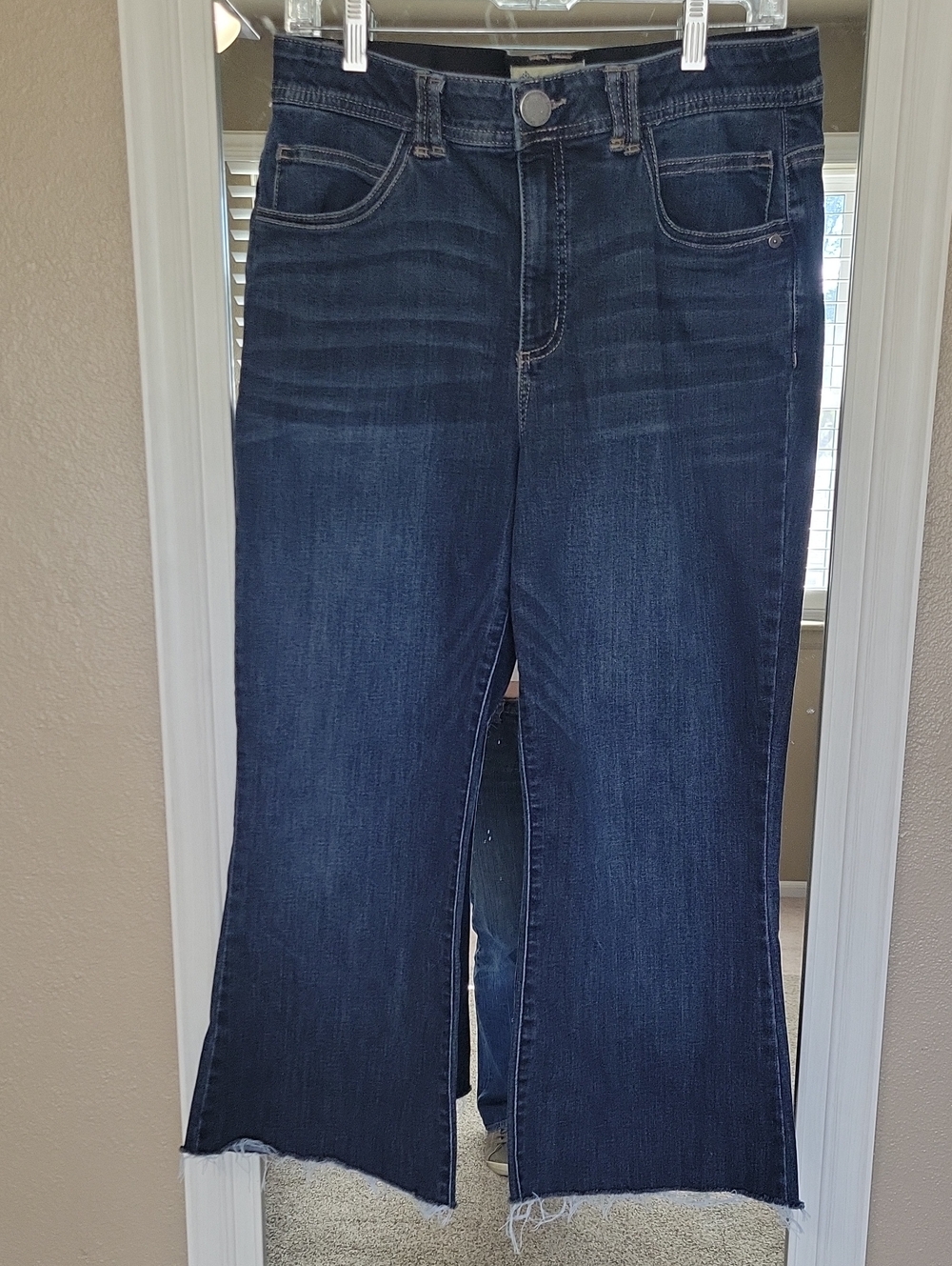 Democracy Dark Indigo Raw-Hem Wide Leg Jeans